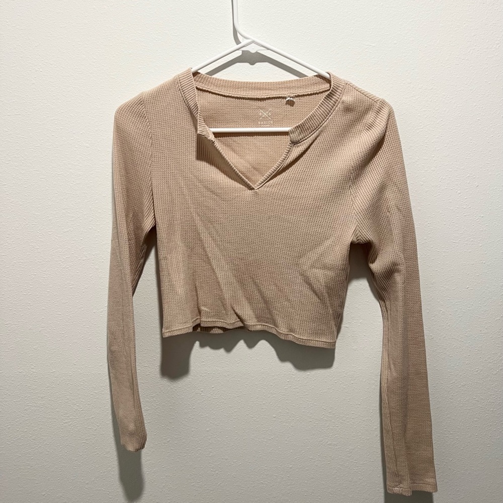 PacSun Tan Cropped Long Sleeve